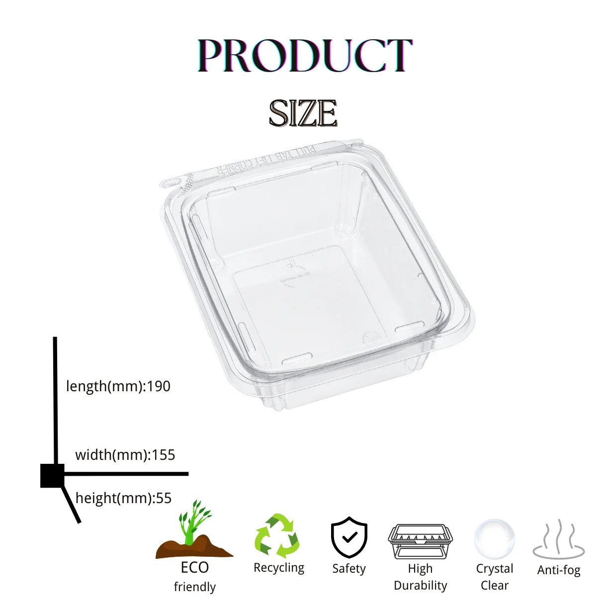 Factory supply Clear  Seal Food Storage Fruit Box Disposable Clamshell Tamper  Evident Food plastic fruit container