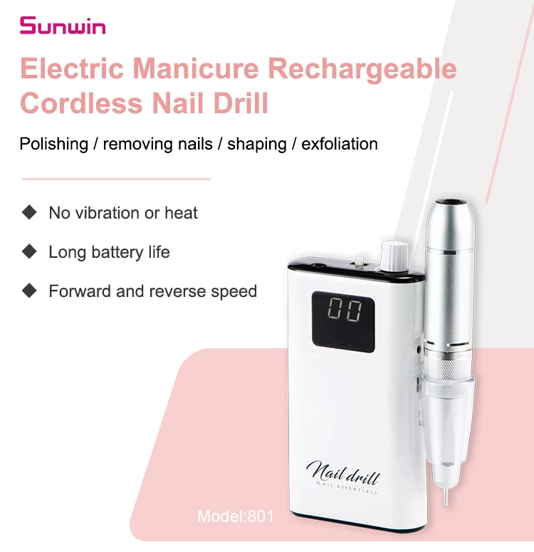 2024 Nails Supplies Salon Use Coreless Rechargeable Nail Drill Machine Low Noise Electric File 35000 RPM