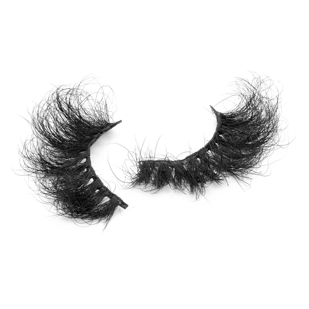 Wholesale natural  massy mink eyelash 3d fluffy messy lashes 25mm eyelashes