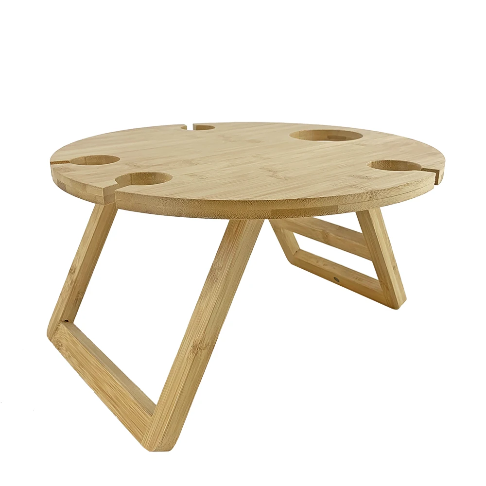 Custom bamboo portable camping table  bamboo folding picnic table bamboo outdoor wine table