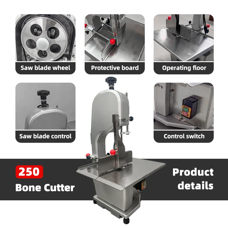 Bone Saw Machine Frozen Meat Cutter with 2 Blades for Rib Fish Pork Steak Beef Meat Cutting Machine