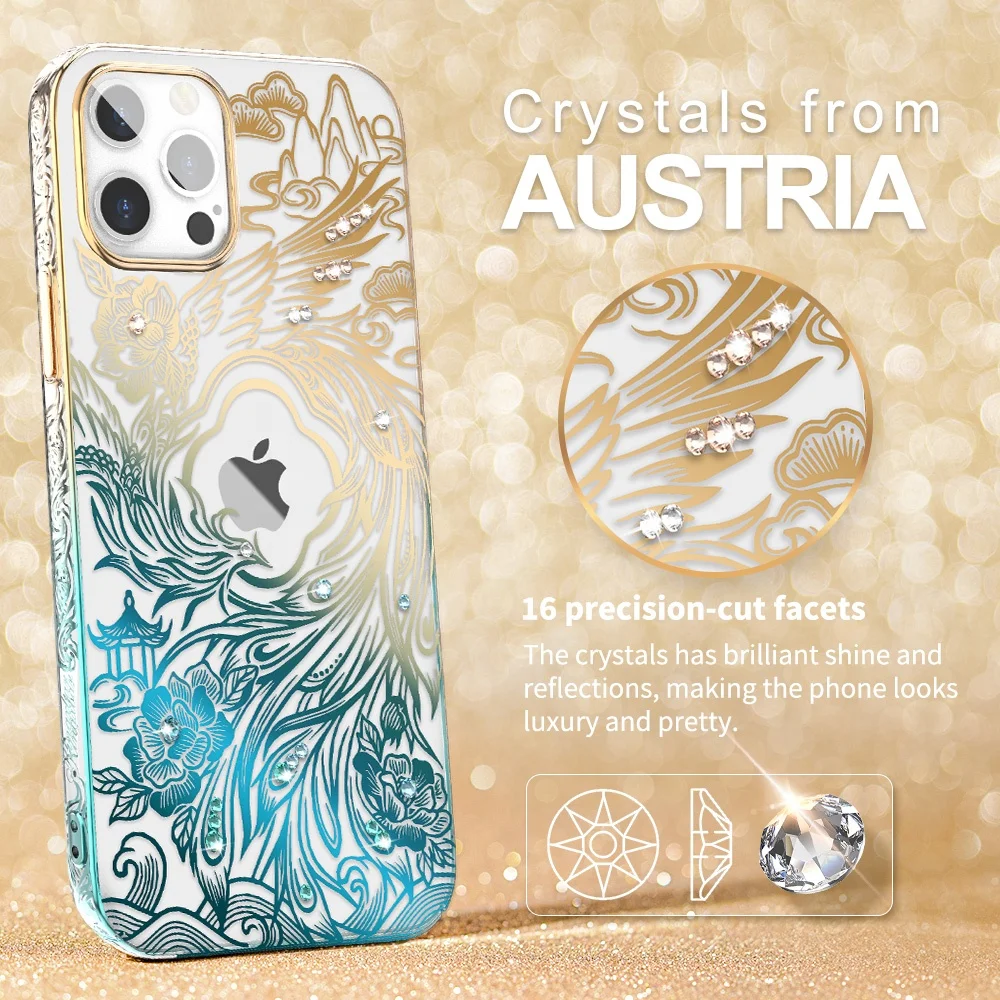 Chinese Culture Feature Design Phoenix Luxury Full Cover Pc Shockproof Mobile Phone Protective Case For IPhone 13 Pro Max