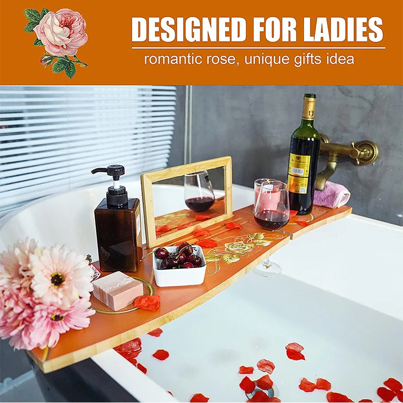 Factory In Stock Hotel Home Bamboo Wooden Bathroom Bath Luxury Bathtub Caddy Tray