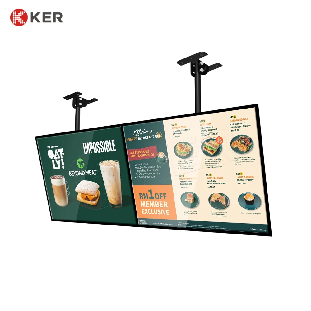 43 Inch Fast Food Restaurant Lcd Digital Menu Board Signage Wall Mount Display With Multi Media Player