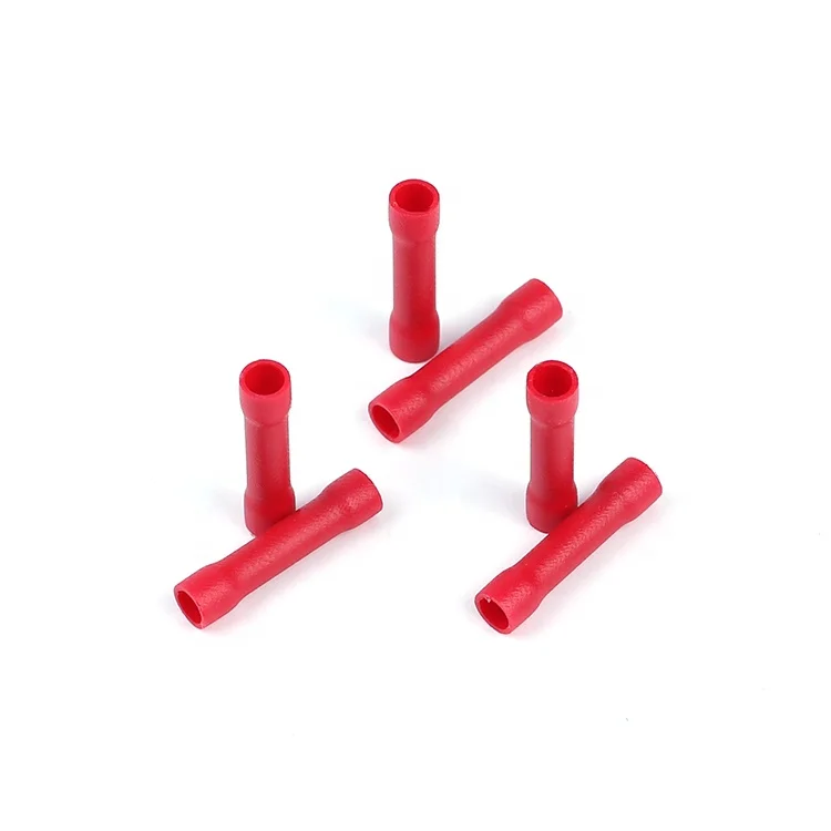 BV8 6-10mm Red Electrical Vinyl Insulated Crimping Wire Splice  Insulated Solderless Terminals Butt and Parallel Connectors
