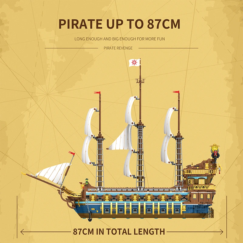 The Royal Fleet Ship Bricks Sail Boats (3162pcs) Big Boat Model Blocks Moc Building Block Flagship Large Pirate Toys