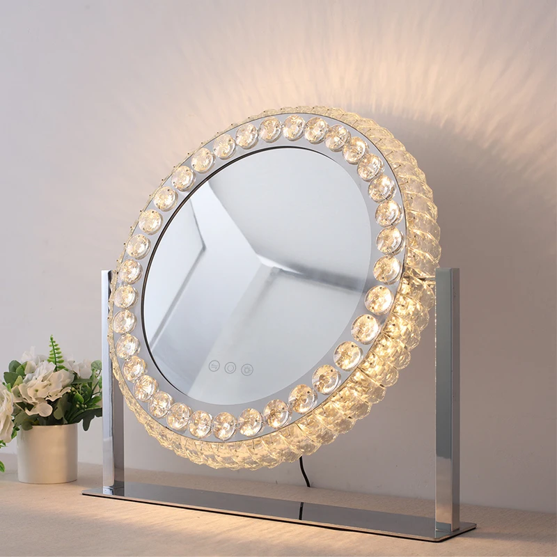 Luxury Display Makeup Led Mirror Crystal Smart Mirror Touch Screen Diamond Mirror