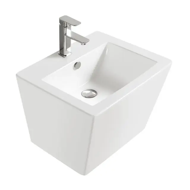 Bathroom Wall Mounted Sanitary Ware Solid Surface Face Shampoo Basin Square Sink