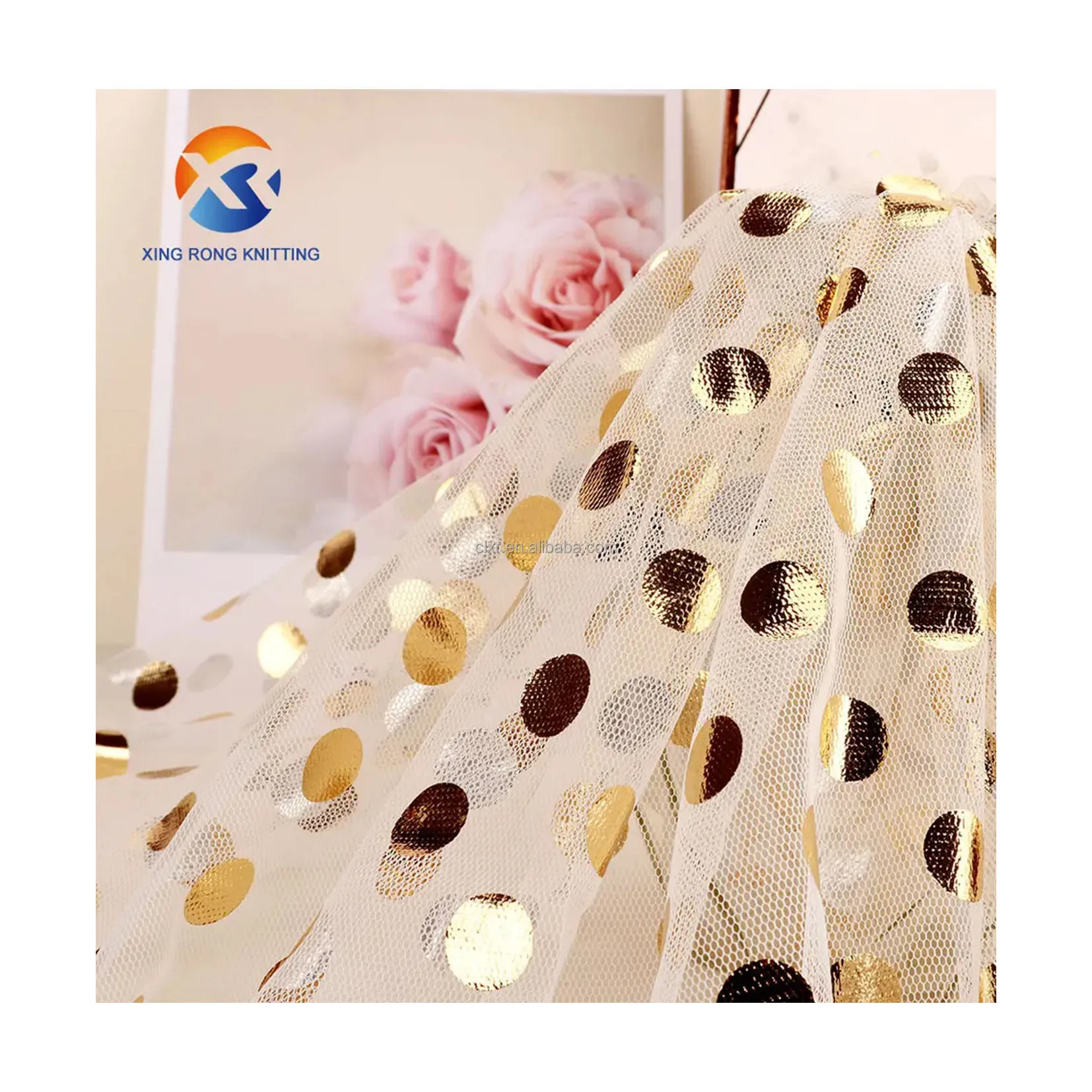 New Design Round Foil Printed Nylon Tulle Fabric Home Textile Waterproof Ripstop Tulle Fabric