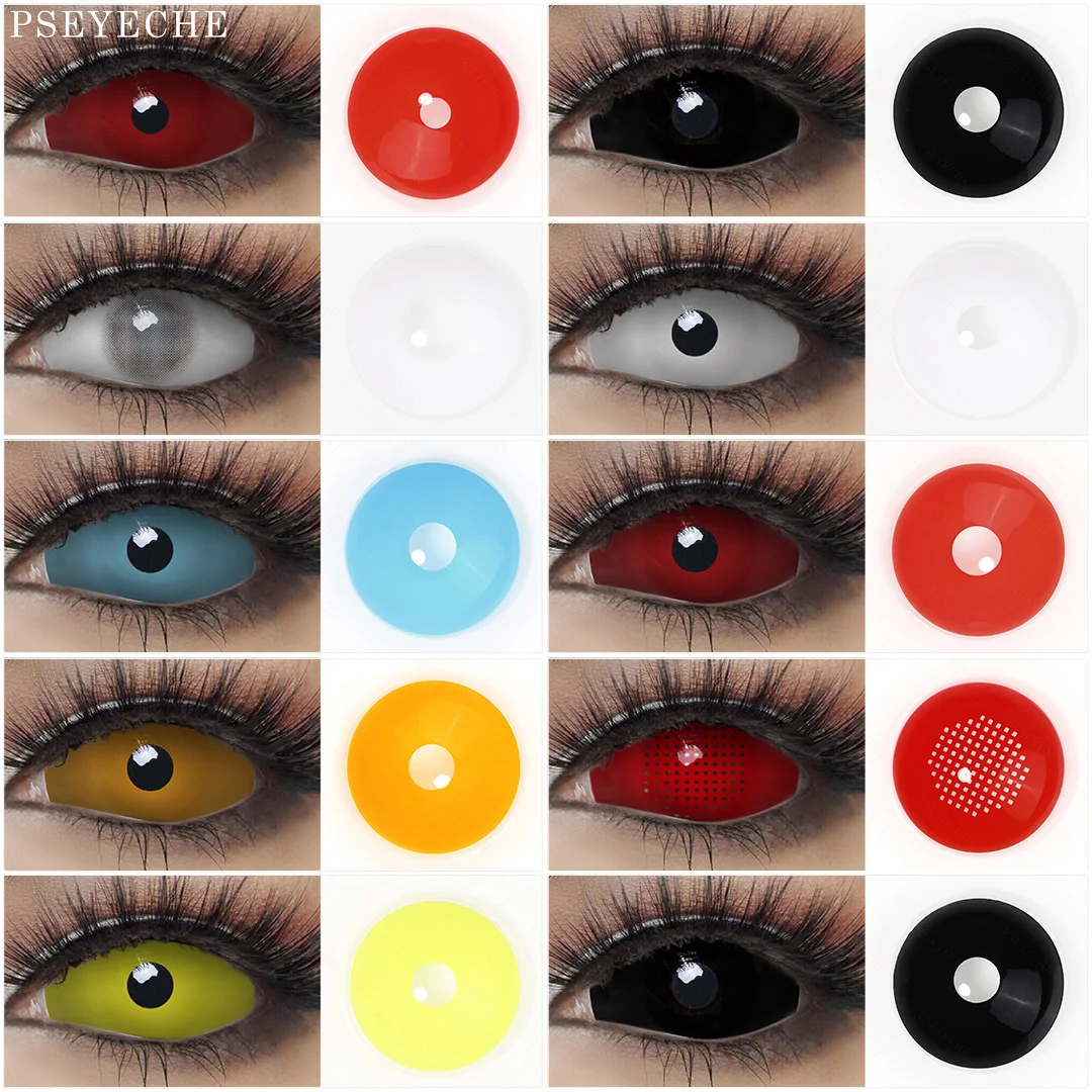 Freshgo pseyeche 22mm sclera blackout contacts yearly glow in the dark contacts wholesale sclera contacts lenses for cosplay