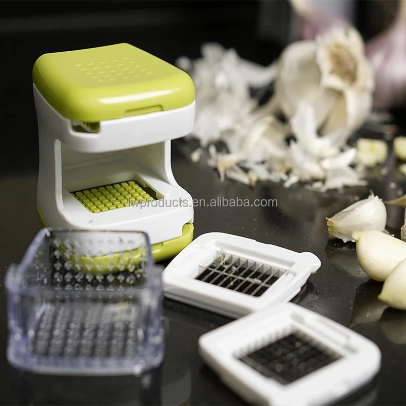 Detachable Garlic Clove Cube Presser Cutter Chopper Dicer Garlic Slicers with Stainless Steel Dicing Blade And Slicing Blade