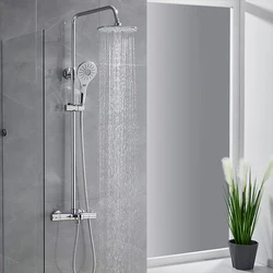 Bathroom Smart Thermostat Brass Body Shower Shower Set 304 Stainless Steel Wall Mounted Bathtub Shower Faucet Set