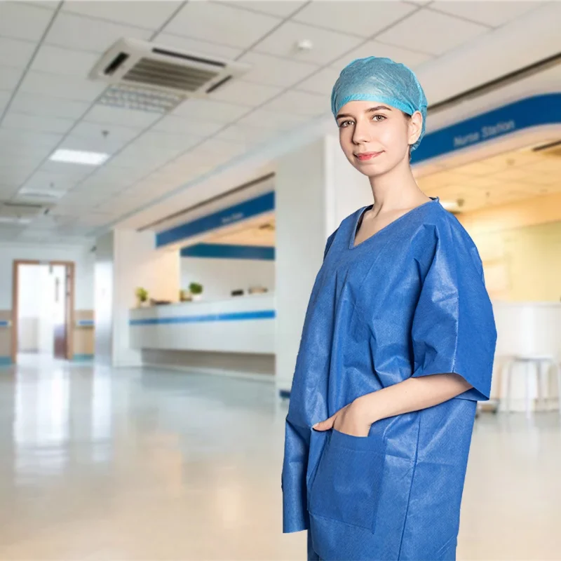 Factory Sale Nursing Disposable Scrubs Suit Medical Nonwoven Scrub Suit PP SMS Hospital Uniforms