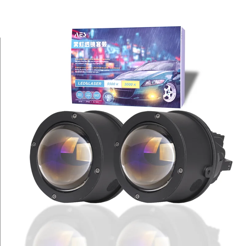 3 inch Q8 Bi-led Fog  Lights 3000K Golden Yellow  LED Headlight Waterproof Bi LED Fog Projector Lens car Fog Lamp