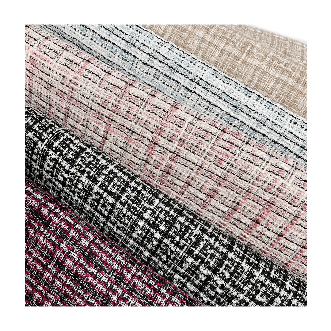 Good Quality Wholesale Woven 54% Acrylic 34% Polyester 12% Cotton Red Tweed Fabric For Summer Dressing