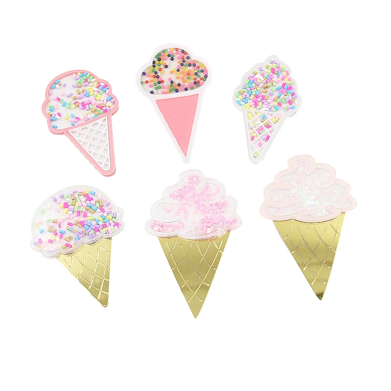 Популярный 3D акриловый мороженое плоская спина плоская акриловая заполняющая блестки конфетти