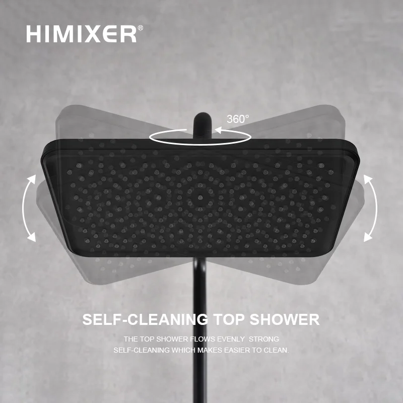 HIMIXER modern matte black shower column system with jets 2 handle luxury shower taps brass thermostatic shower mixer faucet set