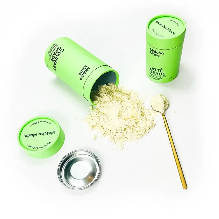 Natural collagen spice powder food paper packaging container box metal lid box for protein powder