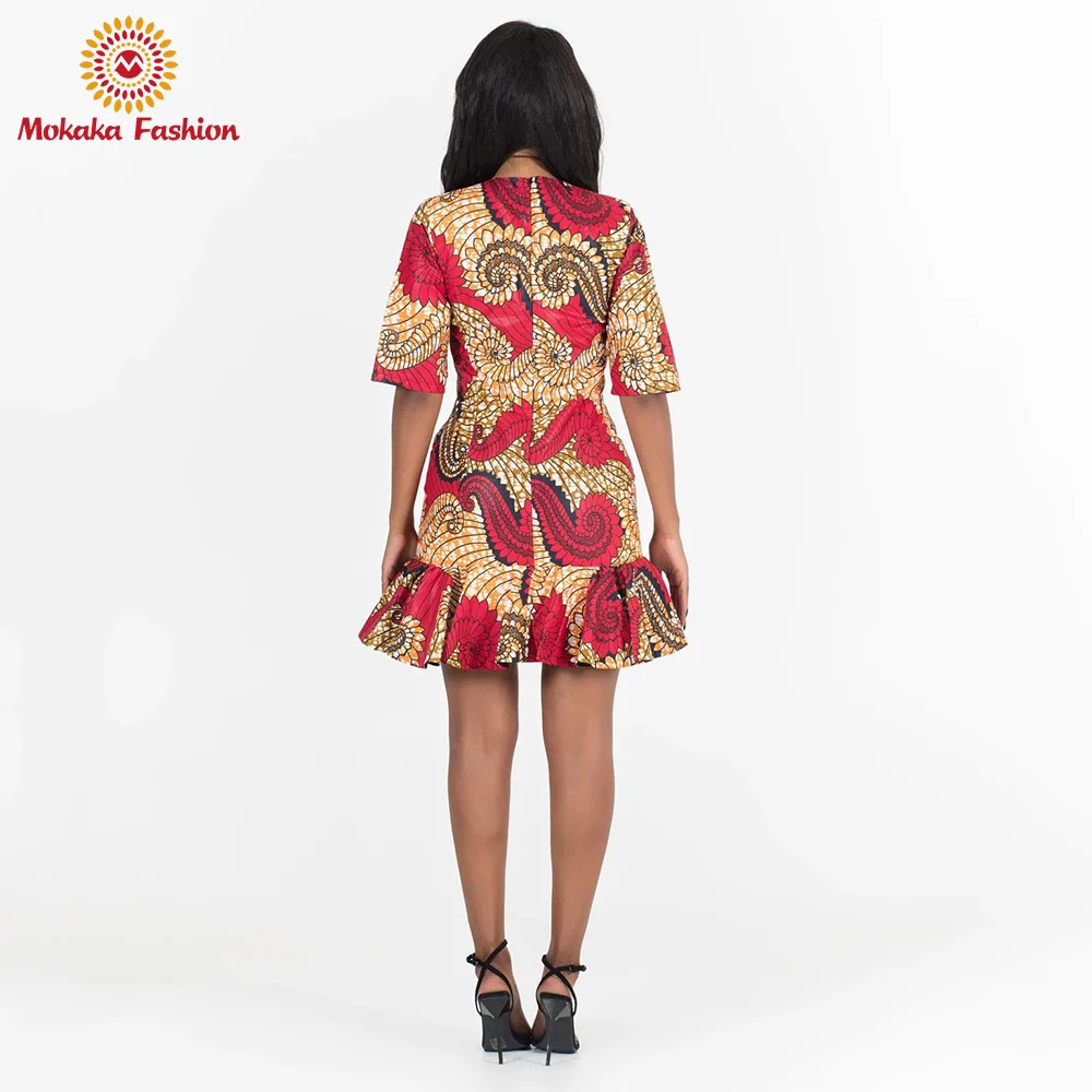 New fashion summer african dress ankara dresses print  mini dresses clothing High Quality