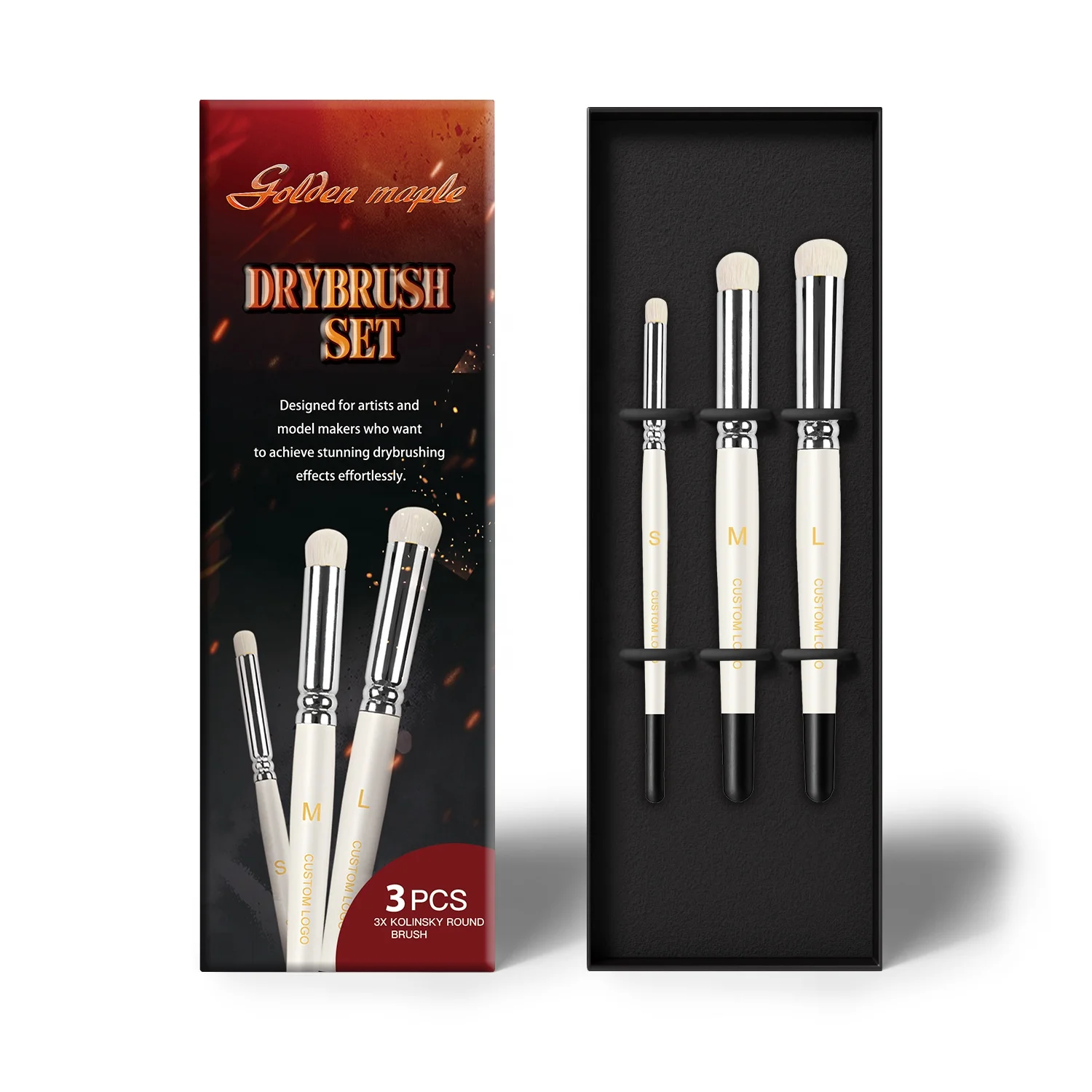 New Arrival Miniatures Dry Brushes Wood Handle Wool Hair Small Medium Large Size Dome Detail Paint Brush Set