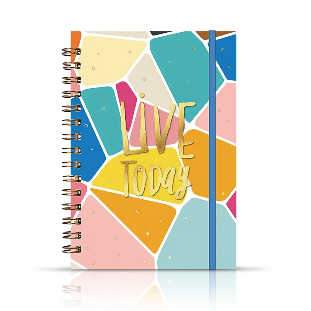 Personalised Journals Hardcover Gold Spiral Notebooks Customizable printing inside pages