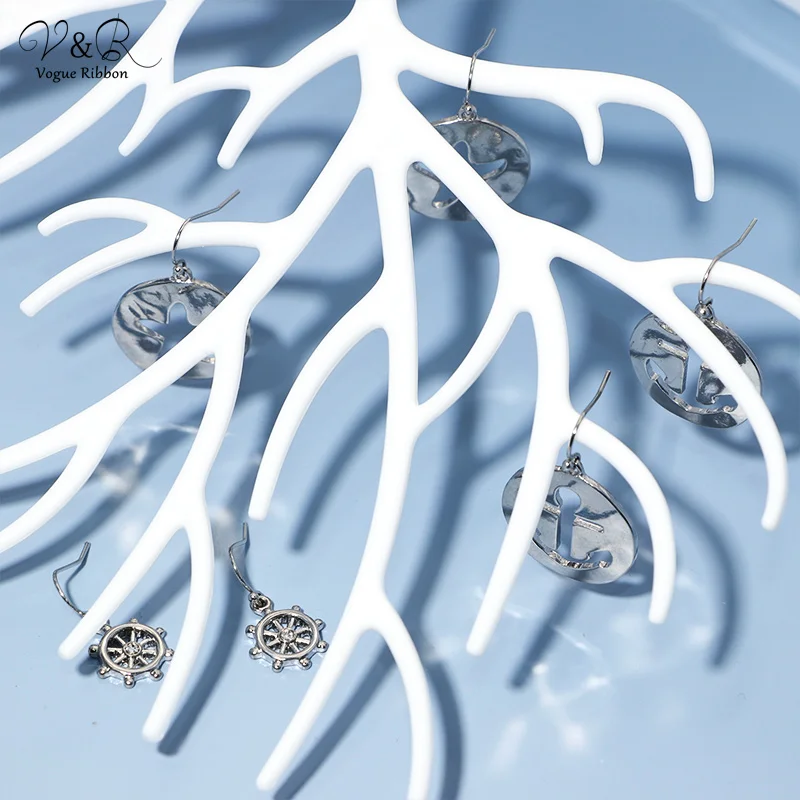 V&R Fashion Jewelry 2020 new design Gold Plated Anchor Small Hook sea series Earring for Woman