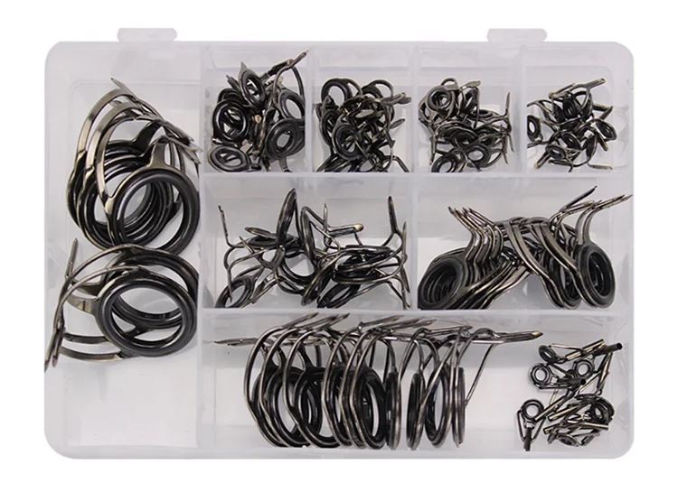 85pcs/box Fishing Rod Guide Ring Set Stainless Steel Guide Tip Eyes In Box Wire Loop Fishing Rod Accessories