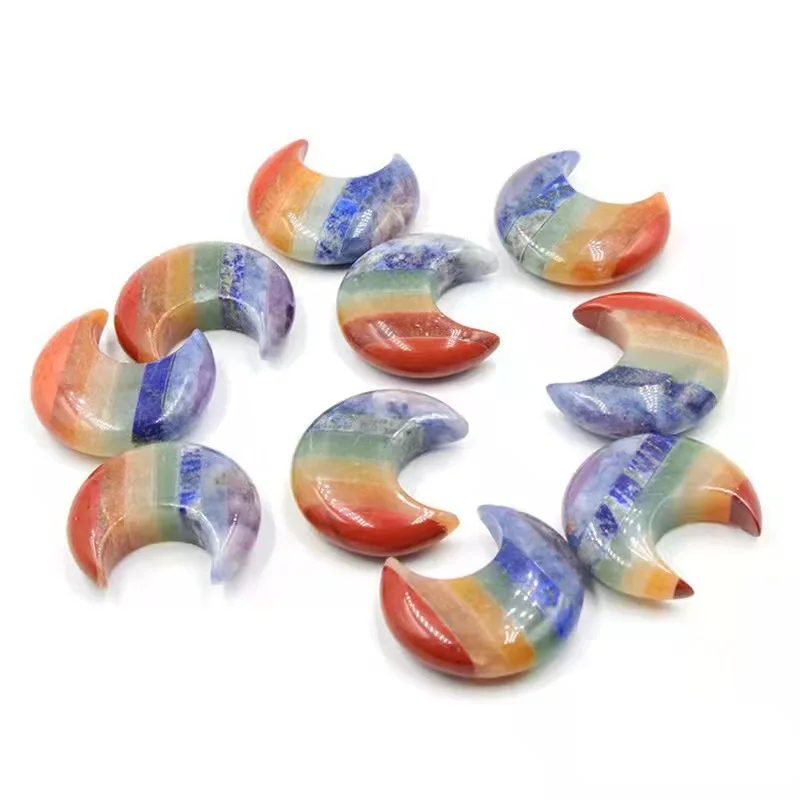 7 Chakra Puff Heart Pocket Stone Healing Crystal Tumbled Palm Worry Stones for Reiki Chakra Balancing Home Decoration