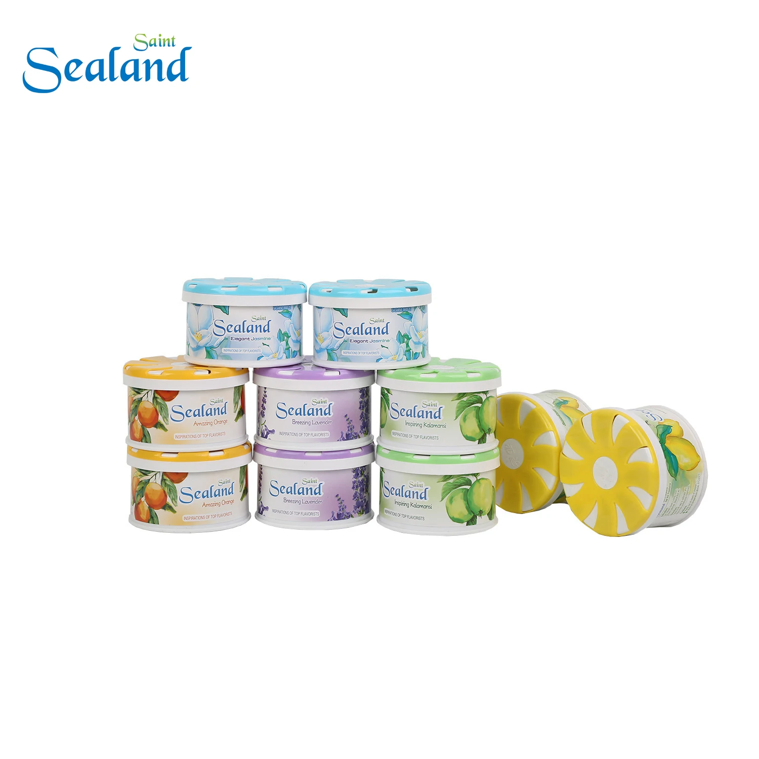 Wholesalers Sealand Long-lasting Fresh Lemon Fragrance Household Home Toilet Car 70g Can Solid Flower Air Freshener