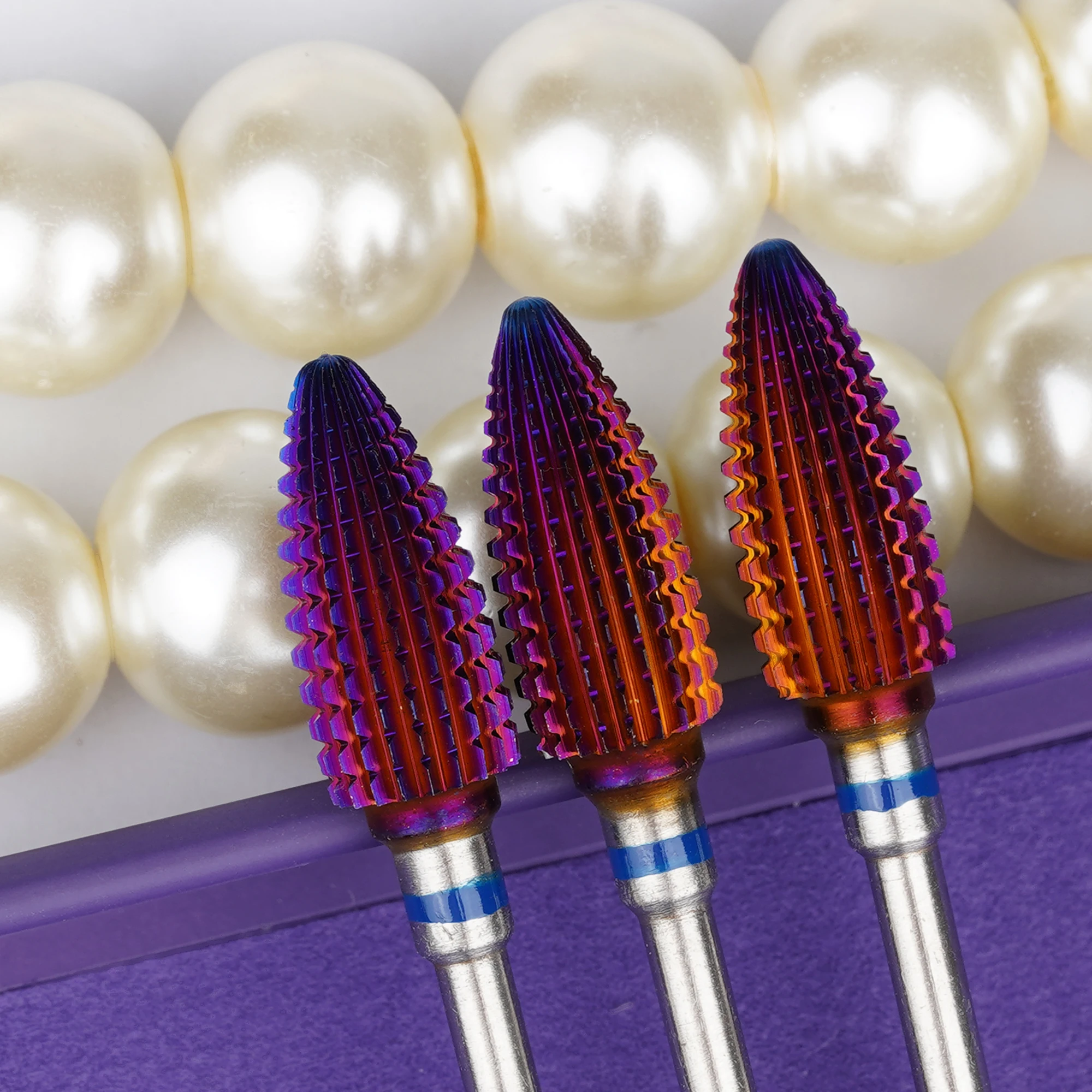 Fast Remove Gel 5 in 1 Oval Tornado Bits Purple Coating Durable Safety Bits Nail Polishing Tungsten Carbide Nail Drill Bit