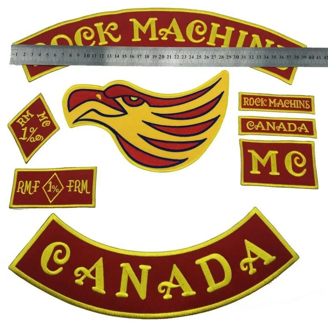 Rock Machine Embroidery Motorcycle club Patch MC Embroidered Full Back IRON ON