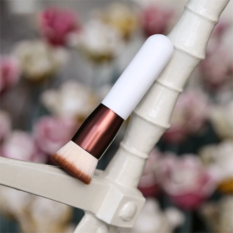 ZYF#209 single flat top white wooden handle foundation brush makeup beauty tools for BB cream brush make up