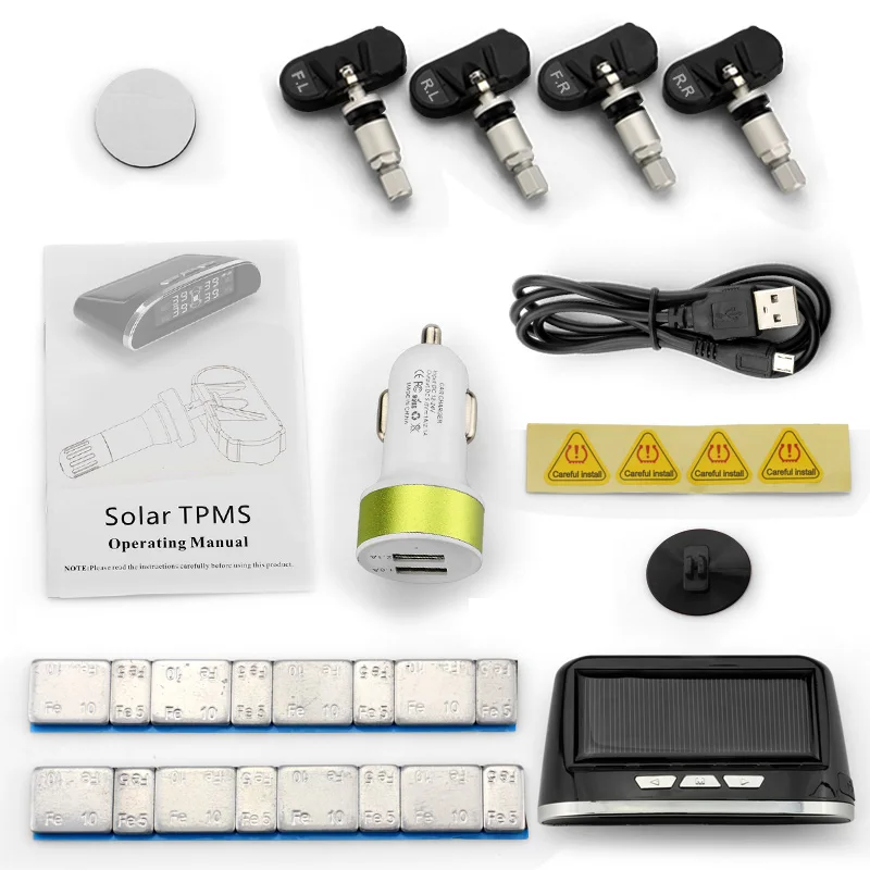 Новейший Универсальный датчик давления в шинах на солнечной энергии TPMS с 4 внутренними датчиками