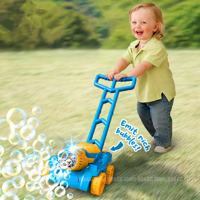 Wholesale Automatic Outdoor Kids Bubble Maker Machine Hand-pulled Lawn Mower Style Train Bubble Toy For Children