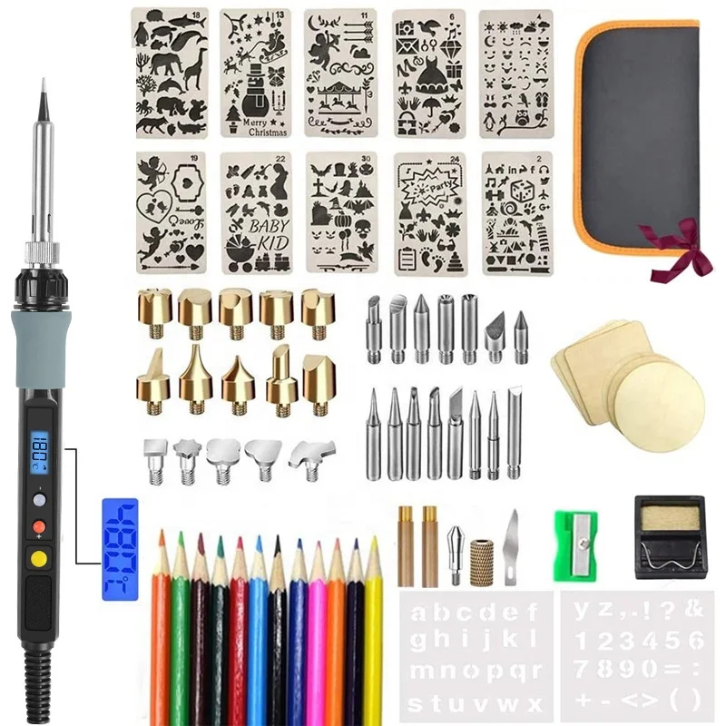 New Products LCD Digital Display Soldring Iron Tool 60W Wood Burning Kit Set Ferro De Solda Electric Soldering Iron