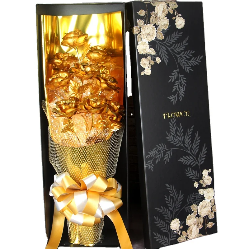 Xingsheng Luxury Gold Foil Flower Boxes For Bouquets Flowers Wedding Decor Valentine Gifts For Girlfriend