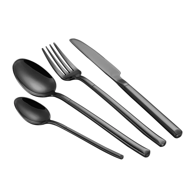 
 Черные столовые приборы из нержавеющей стали Португалия королевская 18/10, черные наборы столовых приборов  