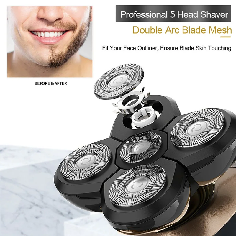 Electric 5 in 1 Multi Function Shaving Machine  for Men Bald Razor Nose Trimmer Waterproof Shaver