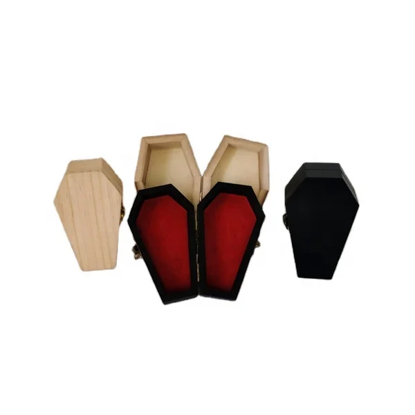UV Printing Wood Coffin Shape Box Halloween Decor Herb Ginger Milling Bottle Storage Stash