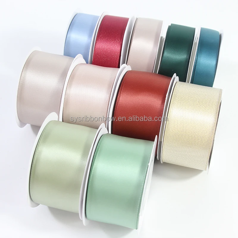 Factory Wholesale Luxury Gift Wrapping 196 Colors 3-100mm Polyester Plain Silk Satin Ribbon Roll
