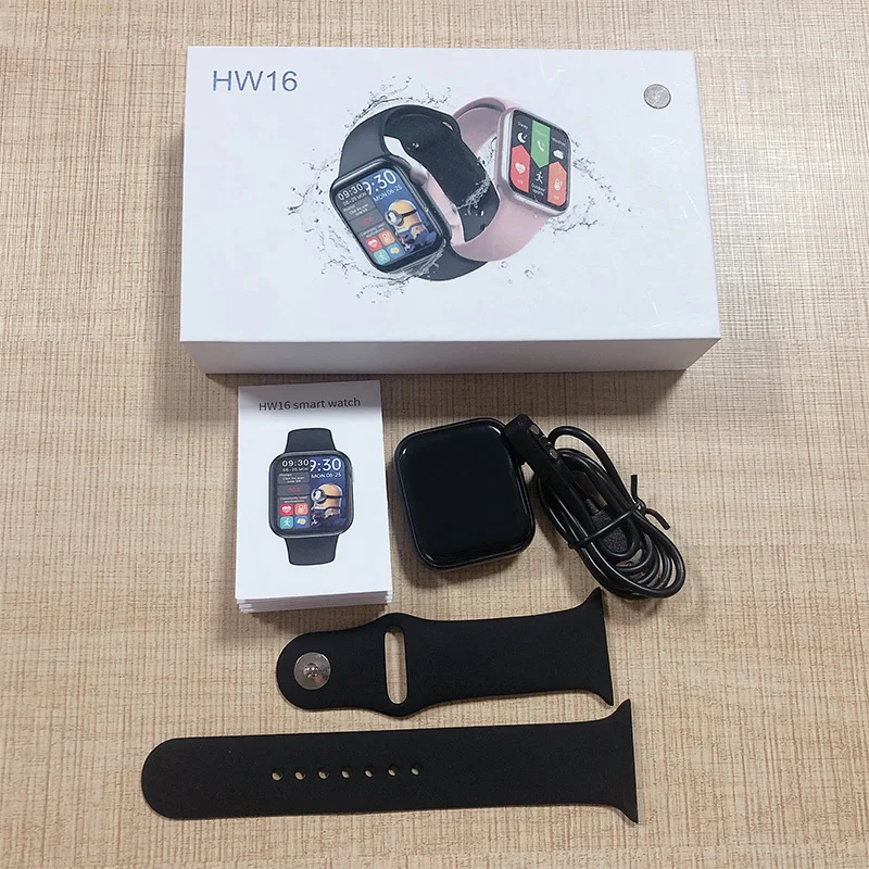 
2021 new Arrival hw16 smart watch series 6 iwo 13 big black Android Heart rate monitoring watch6 hw 16 smartwatch 