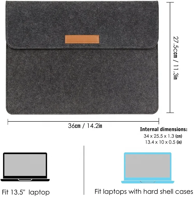 New portable biodegradable handmade women men wool felt laptop computer bags covers
