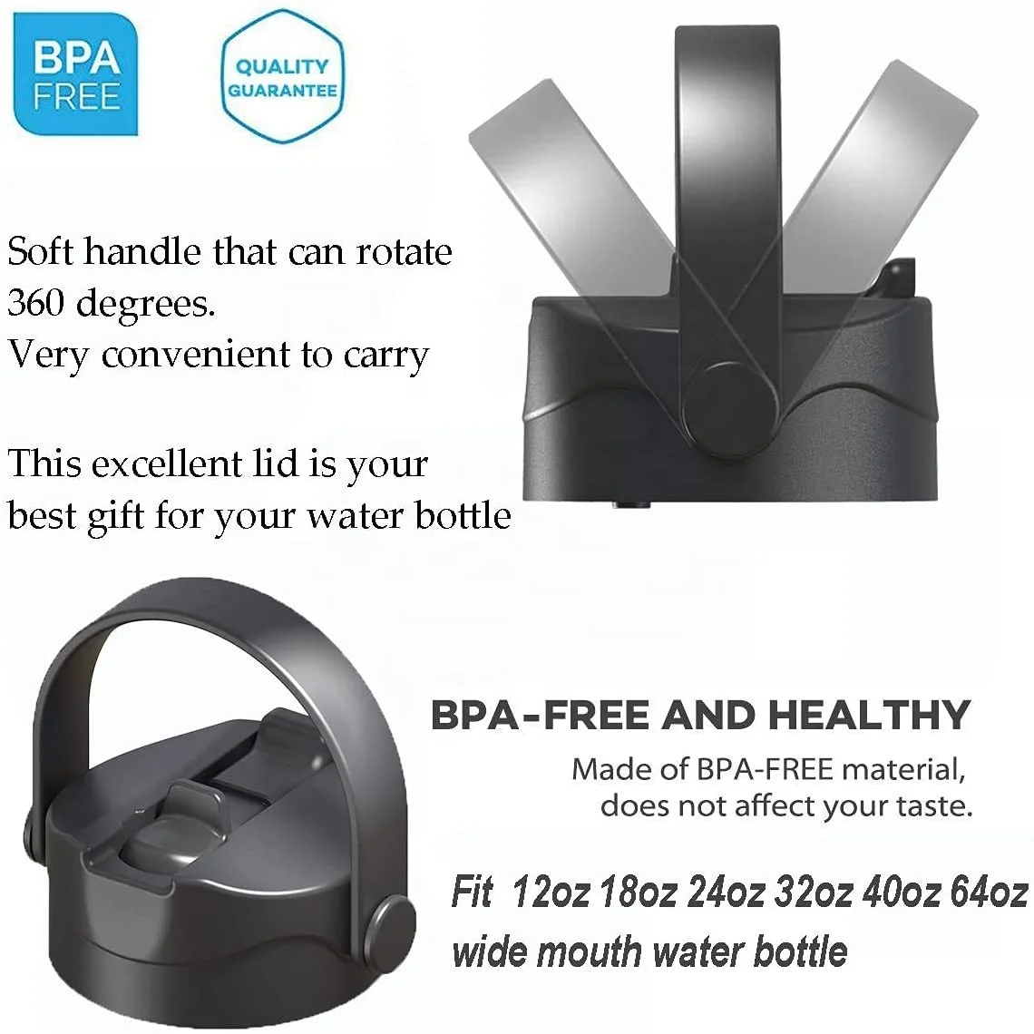 Hot selling straw lid compatible with hydroFlask wide mouth water bottle replacement lid cap with dust cover and straw