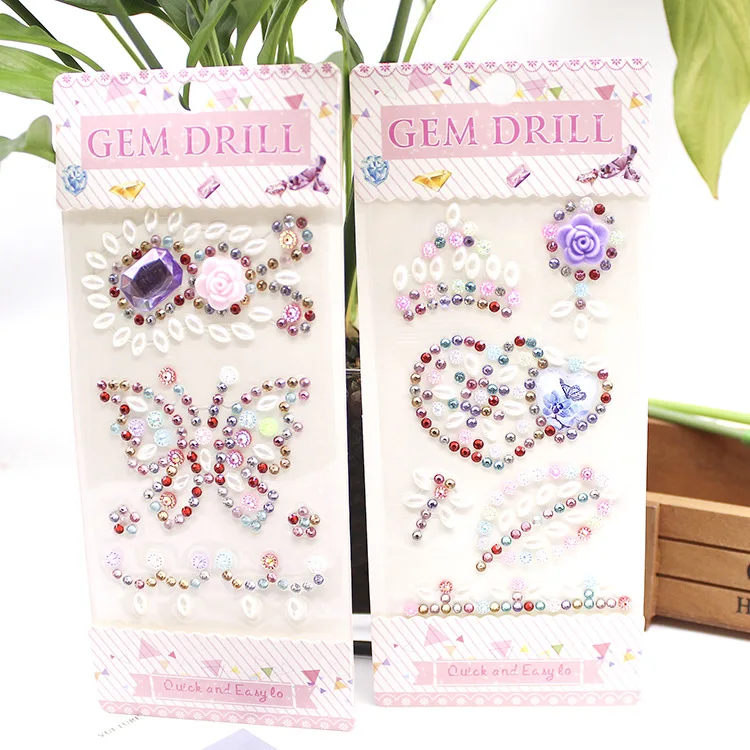 DIY self adhesive acrylic Stone Crystal Bling Diamond Sticker, acrylic stones sheet for mobile case decorating