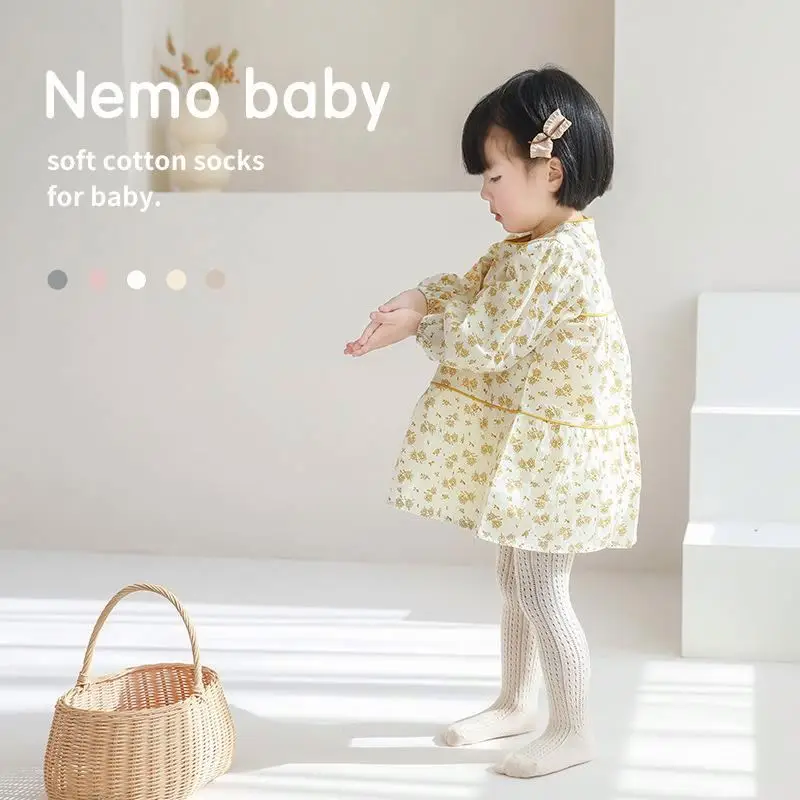 Newborn Bow Knot Children Pantyhose Knitted Colorful Leggings Stockings Baby Girls Cotton Tights