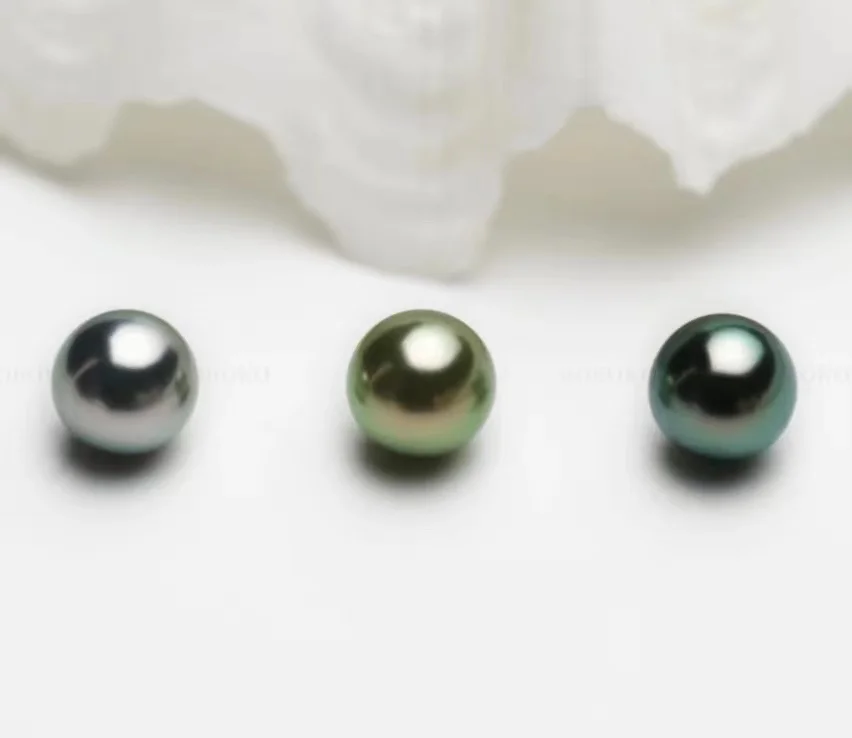 High quality Tahiti  Southsea Akoya Loose Pearl Strong Luster Roundness Saltwater Pearl Colorful Black Pearl Necklace Jewelry