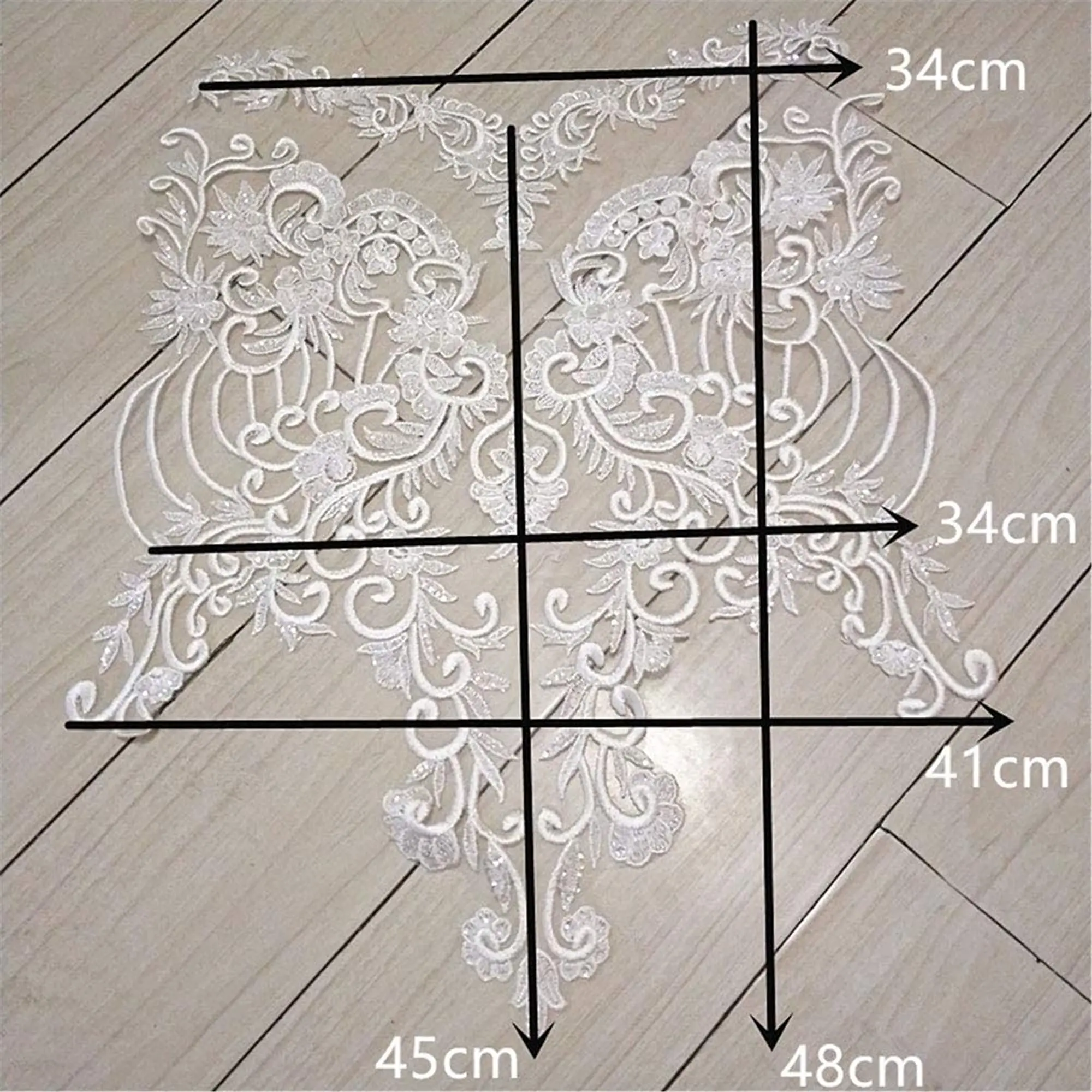 Bodice Lace Appliques Flower Embroidery Patches with Sequins Sewing on Bridal Dress Craft Projects