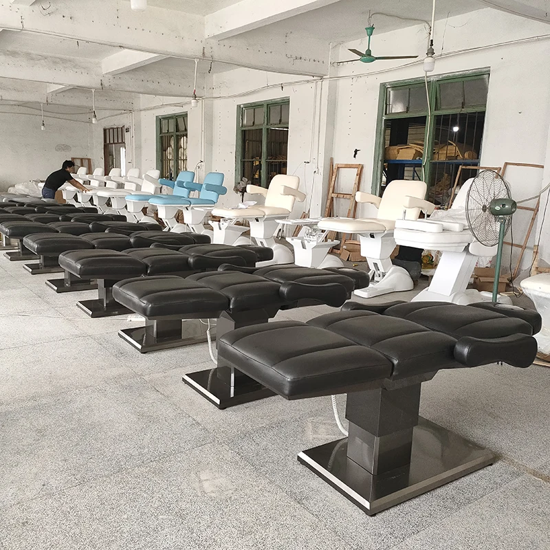 Full Black Salon Adjustable Facial Bed Tattoo Chair 3 Motors Electric Cosmetic Bed Beauty Salon