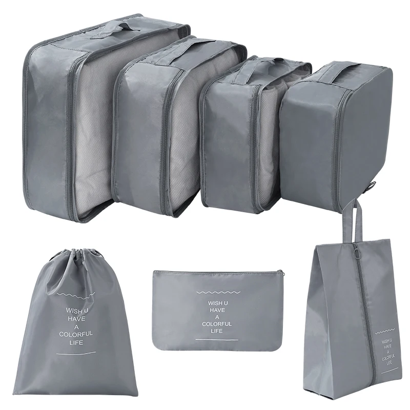 2023 Hot selling 290 twill 7pcs set packing cubes Travel Organizer luggage packing cubes