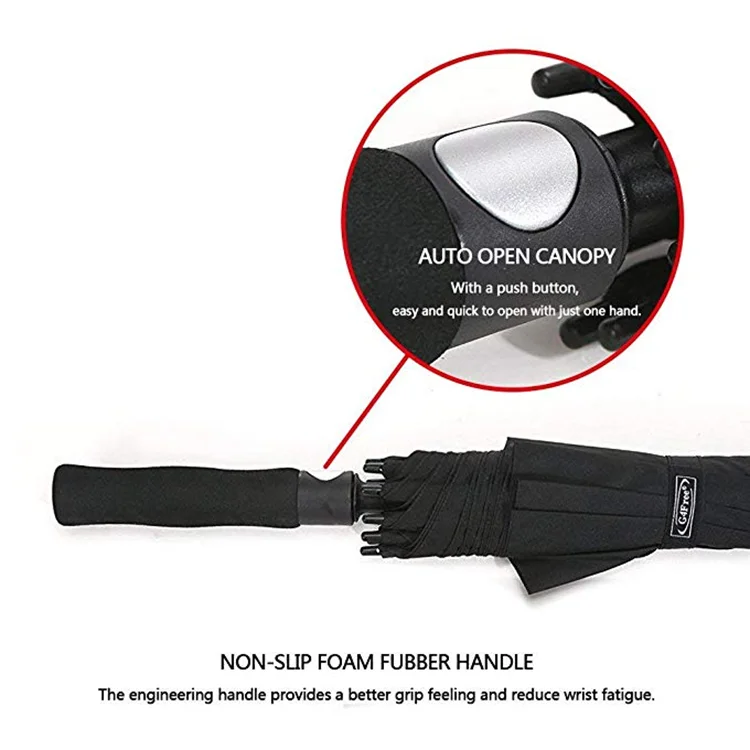 Автоматический открытый зонт для гольфа 62 / 68 дюймов, очень большой двойной Зонт с вентиляционными отверстиями, ветрозащитные водонепроницаемые Зонты